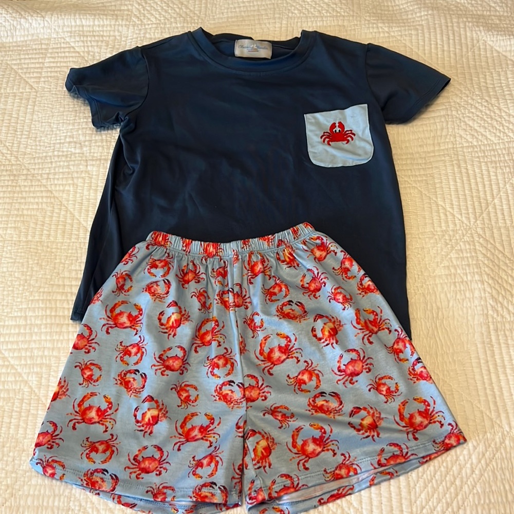 Kids Navy and Light Blue Crab Matching Set